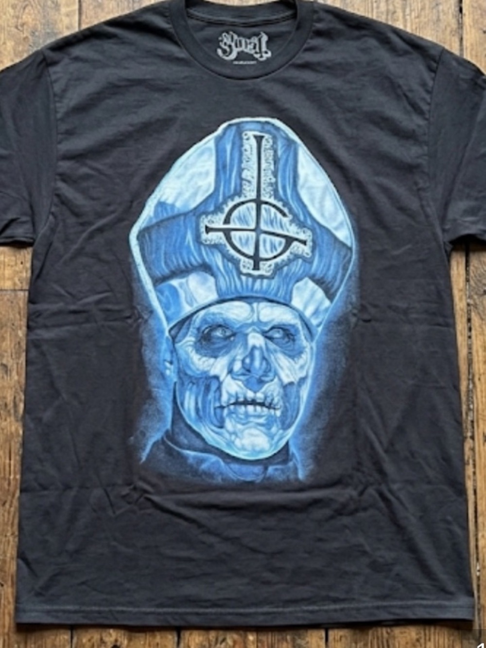 Ghost Band Tee with Blue Skull Priest Design